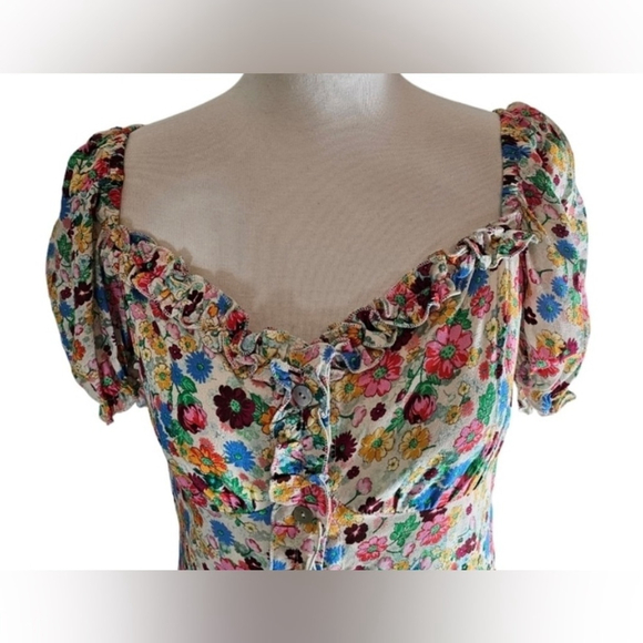 Andamane floral button-up mini dress with ruffle details size Large, brand new - Picture 6 of 10